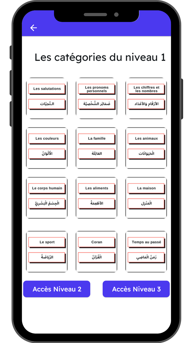 Accès appli Web Vocabulaire arabe Français